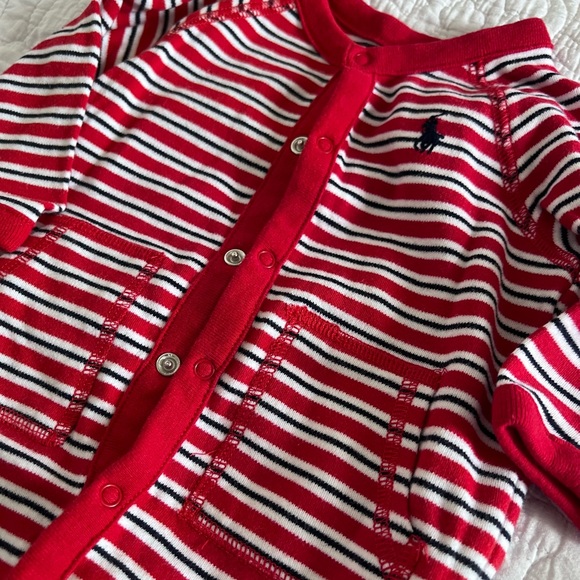 Ralph Lauren Red Striped Footie, size 3m - Picture 3 of 3